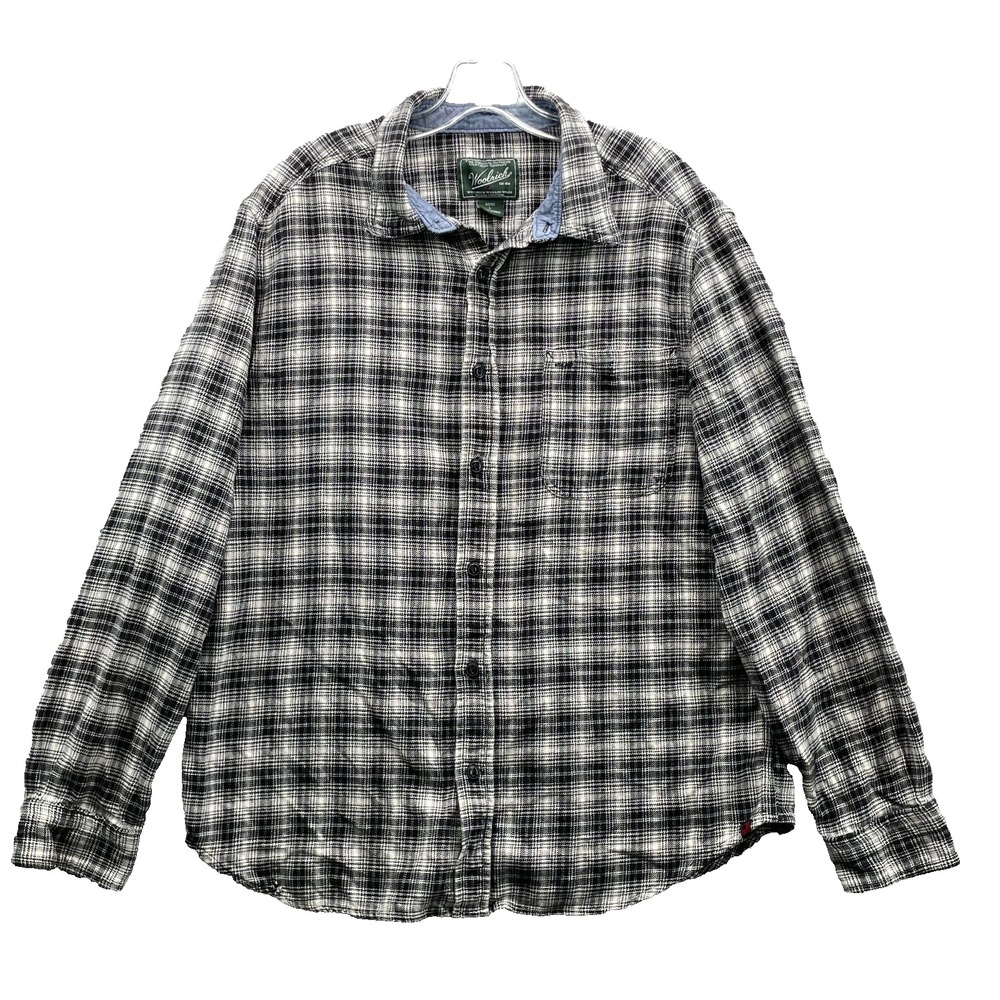 Woolrich Chamois Flannel Shirt Men Large Black Gorpcore Hunting Cabin Grunge 90s